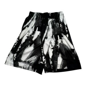Under Armour Youth‎ Athletic Shorts Black White Abstract Print YLG